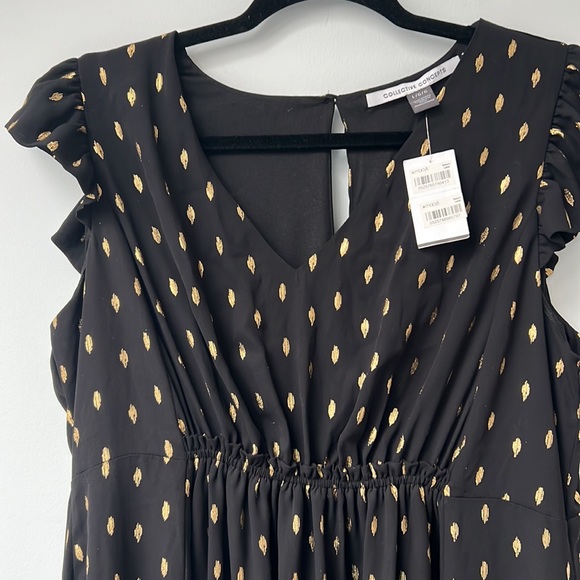 NWT A Pea in the Pod maternity size large black & gold dress with cap sleeves - Picture 6 of 10